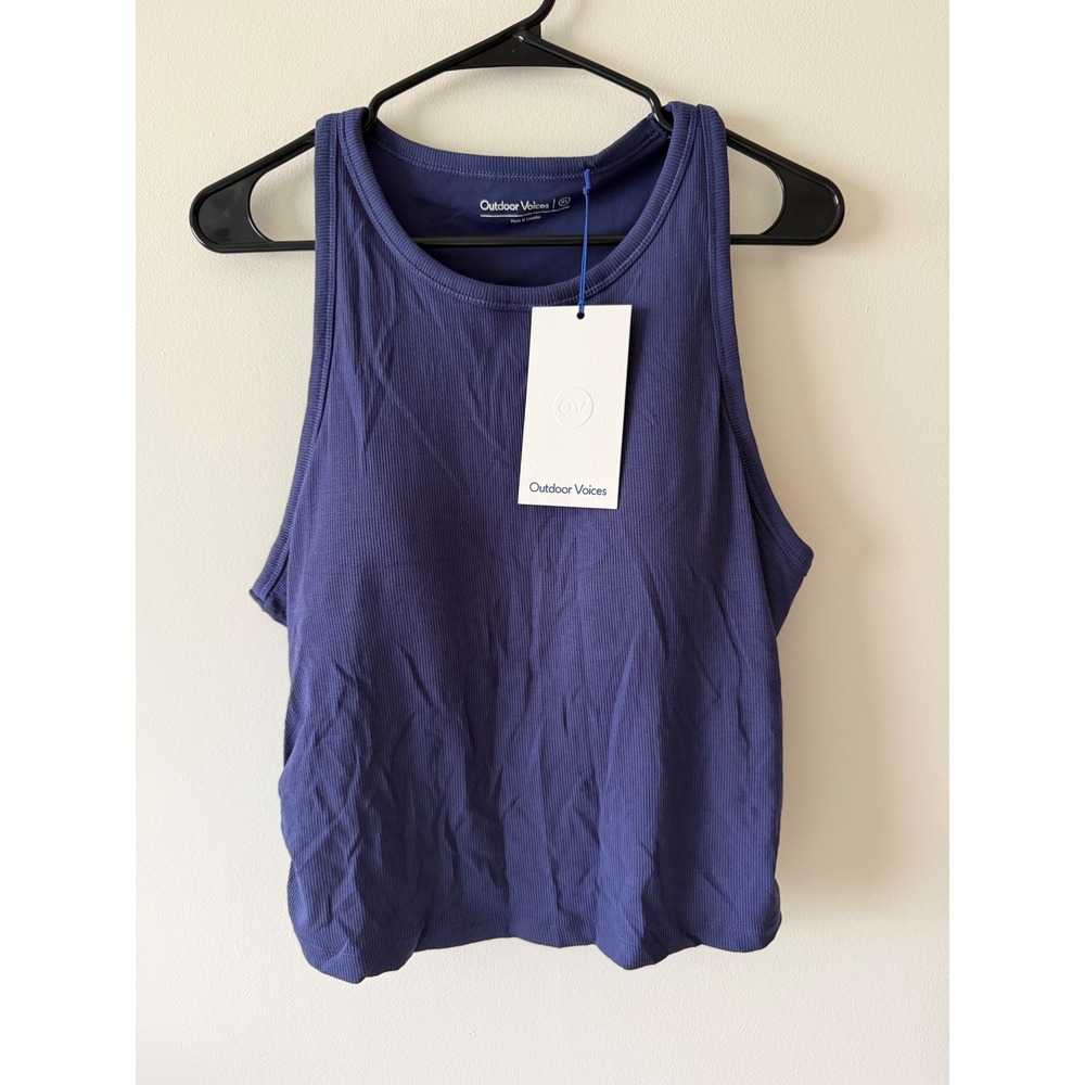 Outdoor Voices Rib Knit Tank Peri Night Purple XL Shelf Bra OV113W New